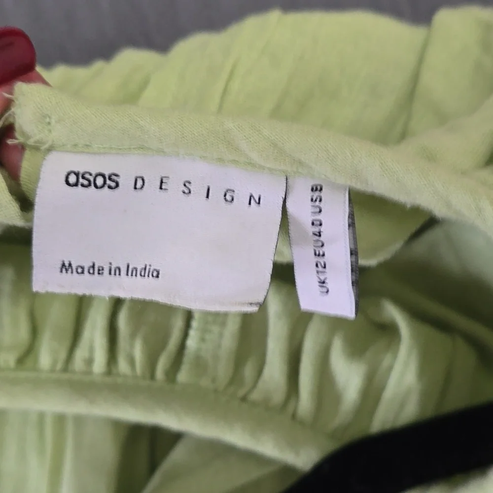 Asos Flowy Green Long Sleeve Dress Sz US 8 - Picture 7 of 8